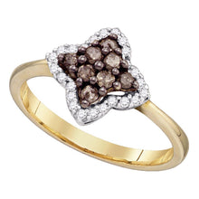 Load image into Gallery viewer, 10kt Yellow Gold Womens Round Brown Diamond Cluster Ring 1/3 Cttw | Splendid Jewellery: "Mesmerizing Brown Diamond Cascade Ring" - Splendid Jewellery
