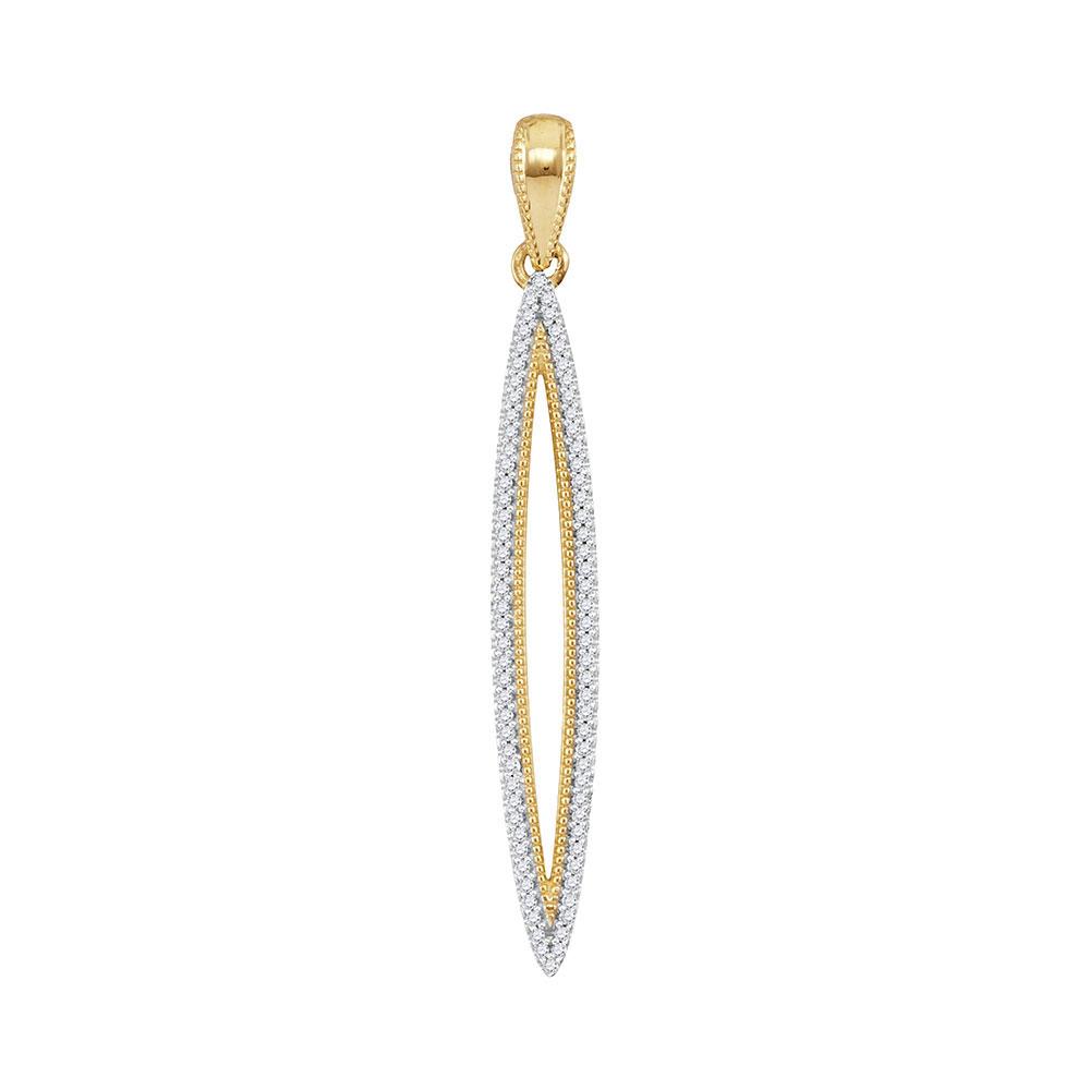 10kt Yellow Gold Womens Round Diamond Narrow Oval Outline Pendant - Timeless Sparkle - Splendid Jewellery