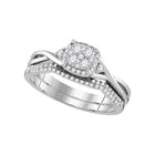 14k White Gold Diamond Cluster Bridal Wedding Ring Band Set - Eternal Brilliance - Splendid Jewellery