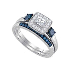 14k White Gold Princess Diamond Wedding Ring Set - Sparkling Elegance Collection - Splendid Jewellery