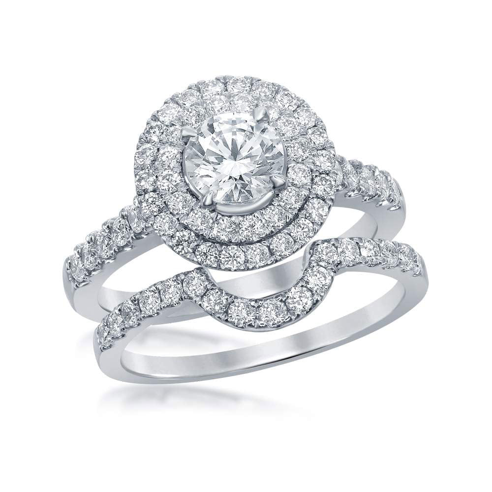 14k White Gold Radiant Brilliance Bridal Wedding Ring Set - Splendid Jewellery