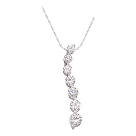 14k White Gold Round Diamond Journey of Love Pendant - Splendid Jewellery