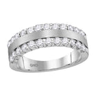 14kt Brushed White Gold Women's Machine - Set Round Diamond Band Ring - Radiant Brilliance - Splendid Jewellery