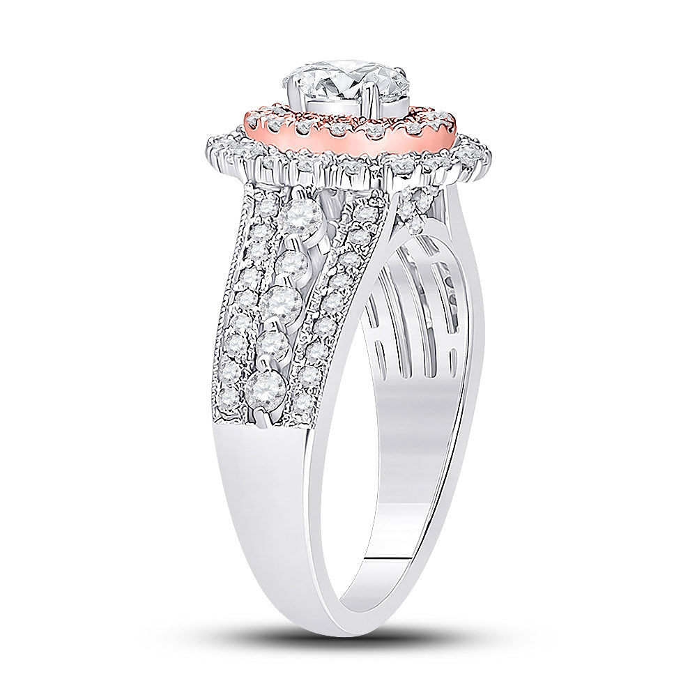 14kt Celestial Harmony Diamond Halo Bridal Wedding Engagement Ring 1 - 1/2 Cttw - Splendid Jewellery