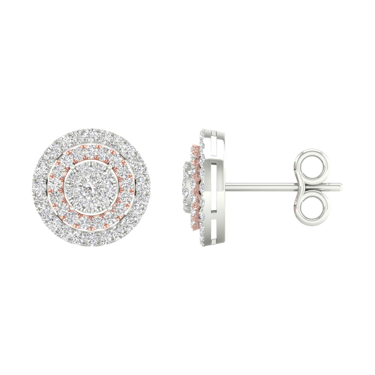 14kt Dual - Tone Gold Diamond Cluster Earrings: A Radiant Marvel by Splendid Jewellery - Splendid Jewellery