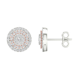 14kt Dual - Tone Gold Diamond Cluster Earrings: A Radiant Marvel by Splendid Jewellery - Splendid Jewellery