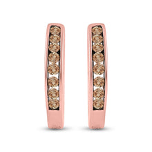 Load image into Gallery viewer, 14kt Rose Gold Brown Diamond Hoop Earrings: Timeless Elegance and Sophistication - Splendid Jewellery