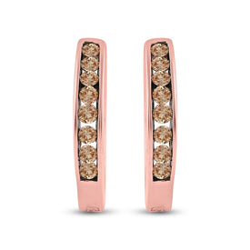 14kt Rose Gold Brown Diamond Hoop Earrings: Timeless Elegance and Sophistication - Splendid Jewellery
