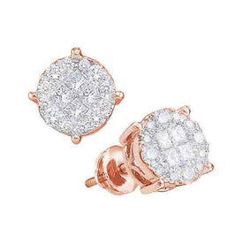 14kt Rose Gold Diamond Cluster Earrings: A Radiant Symphony of Elegance and Brilliance - Splendid Jewellery