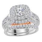 14kt Two - tone Gold Diamond and Sapphire Bridal Wedding Ring Band Set - Splendid Jewellery