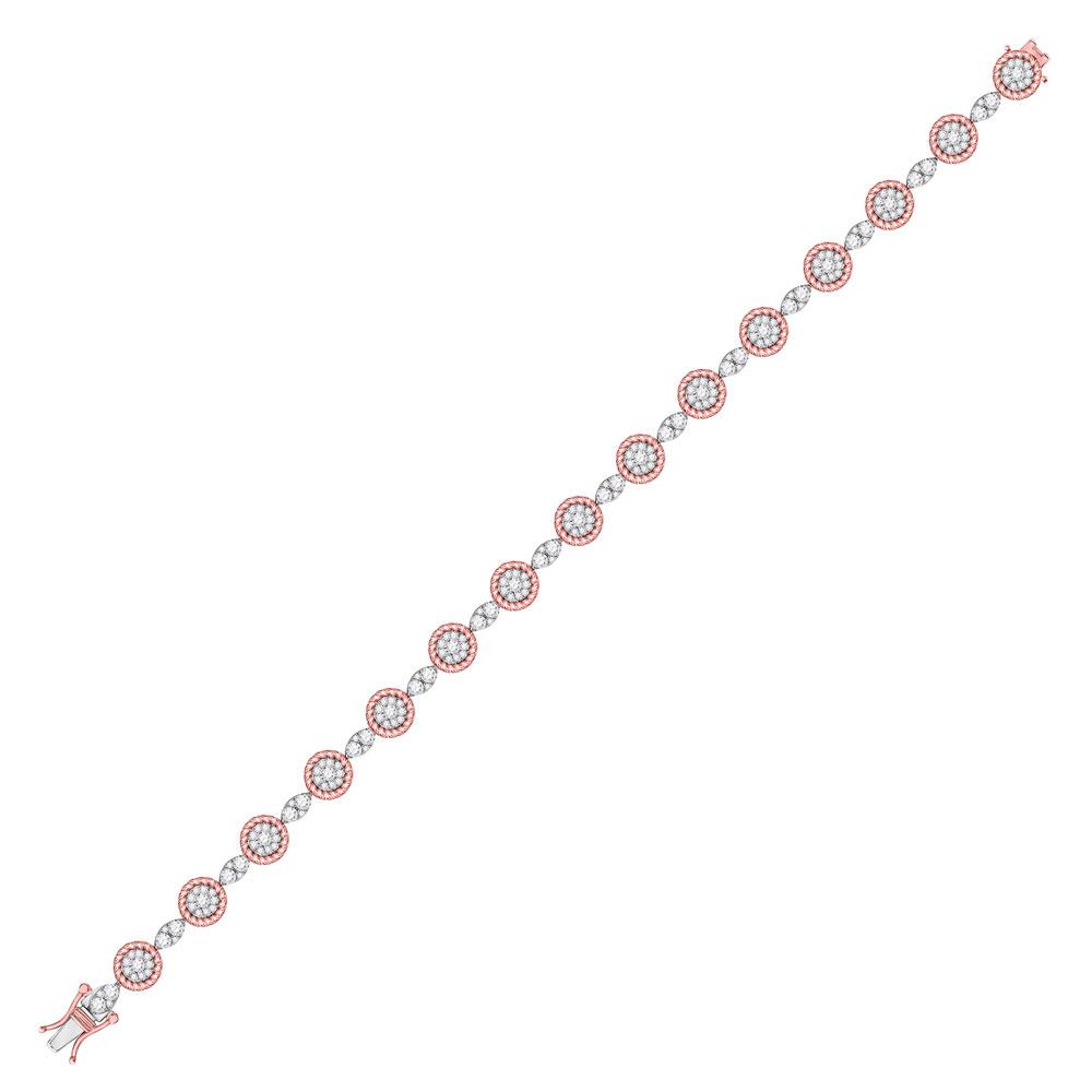 14kt Two - tone Gold Diamond Blossom Cluster Bracelet - 2 - 1/2 Cttw - Splendid Jewellery