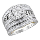 14kt Two - tone Gold Diamond Cluster Bridal Wedding Ring Band Set - Eternal Love Brilliance - Splendid Jewellery