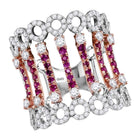 14kt Two - tone White Rose Gold Ruby and Diamond Cocktail Fashion Ring - Splendid Jewellery