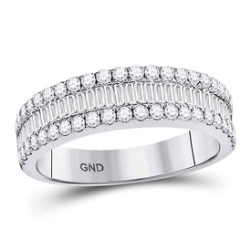 14kt White Gold Baguette and Round Diamond Fashion Anniversary Ring - A Timeless Sparkle - Splendid Jewellery