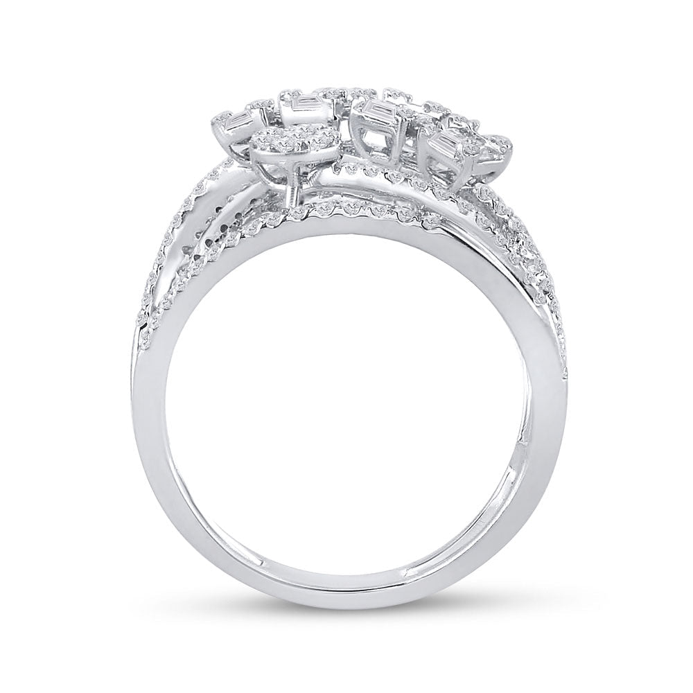 14kt White Gold Baguette and Round Diamond Fashion Ring - A Mesmerizing Display of Elegance and Sparkle - Splendid Jewellery