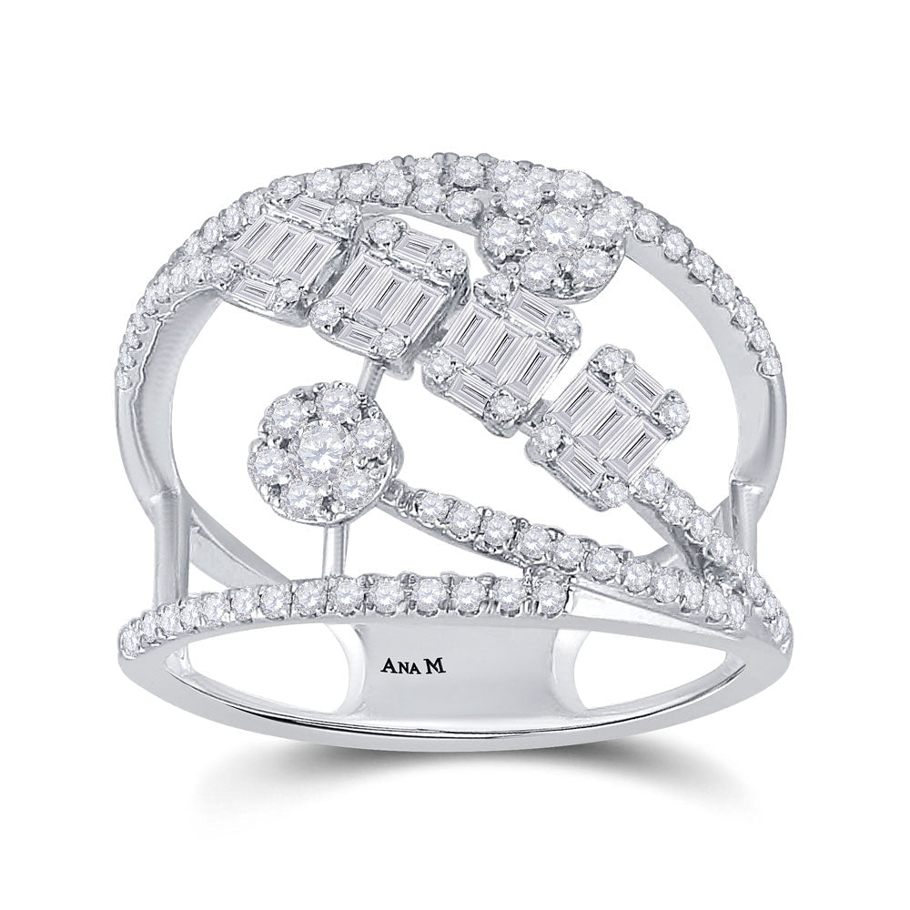14kt White Gold Baguette and Round Diamond Fashion Ring - A Mesmerizing Display of Elegance and Sparkle - Splendid Jewellery