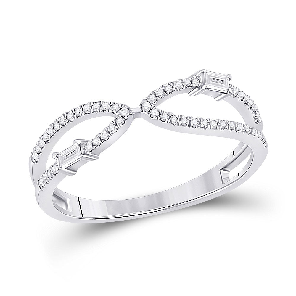 14kt White Gold Baguette and Round Diamond Fusion Ring - Splendid Jewellery