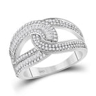 14kt White Gold Baguette and Round Diamond Intertwined Band Ring - Splendid Jewellery