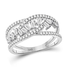 Load image into Gallery viewer, 14kt White Gold Baguette and Round Diamond Scattered Band Ring - Splendid Jewellery