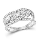 14kt White Gold Baguette and Round Diamond Scattered Band Ring - Splendid Jewellery