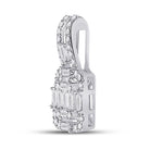 14kt White Gold Baguette and Round Diamond Square Pendant - Splendid Jewellery