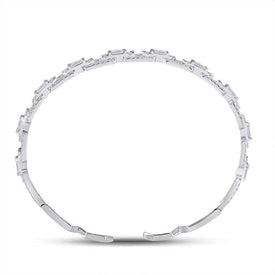 14kt White Gold Baguette Diamond Bangle Bracelet - Exquisite Brilliance - Splendid Jewellery
