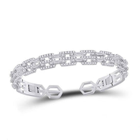 14kt White Gold Baguette Diamond Bangle Bracelet - Exquisite Brilliance - Splendid Jewellery