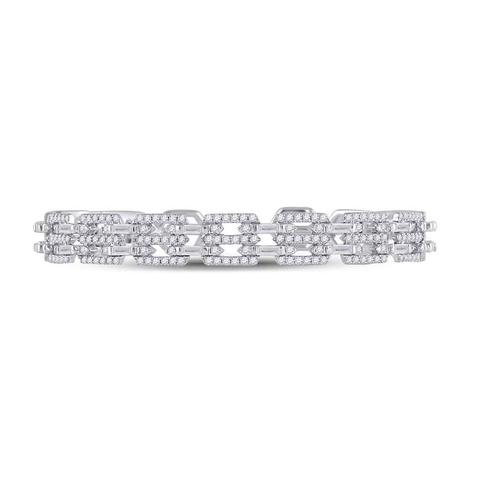 14kt White Gold Baguette Diamond Bangle Bracelet - Exquisite Brilliance - Splendid Jewellery