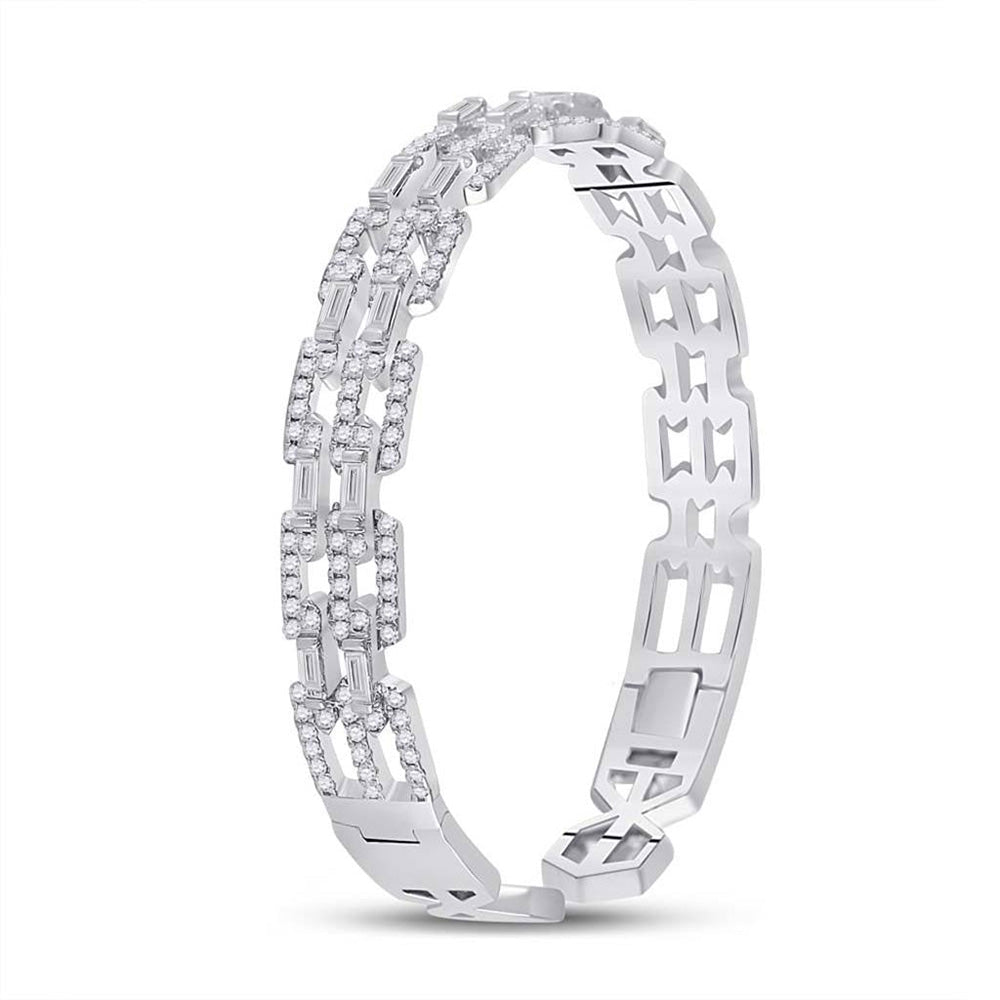 14kt White Gold Baguette Diamond Bangle Bracelet - Exquisite Brilliance - Splendid Jewellery