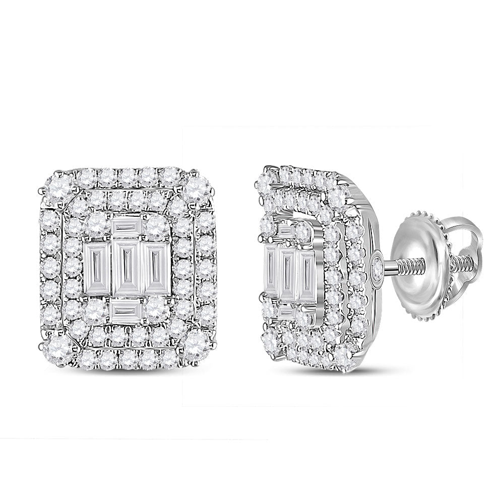 14kt White Gold Baguette Diamond Cluster Earrings: A Captivating Display of Elegance and Brilliance - Splendid Jewellery