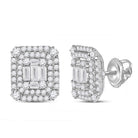 14kt White Gold Baguette Diamond Cluster Earrings: A Captivating Display of Elegance and Brilliance - Splendid Jewellery