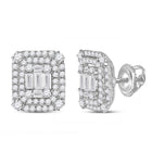14kt White Gold Baguette Diamond Cluster Earrings: A Captivating Display of Elegance and Brilliance - Splendid Jewellery