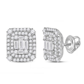 14kt White Gold Baguette Diamond Cluster Earrings: A Captivating Display of Elegance and Brilliance - Splendid Jewellery
