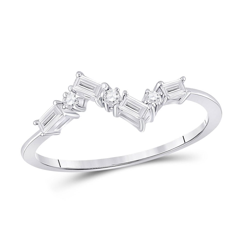 14kt White Gold Baguette Diamond Elegance Stackable Band Ring - Splendid Jewellery