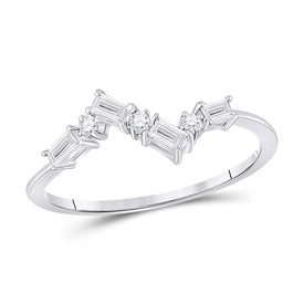 14kt White Gold Baguette Diamond Elegance Stackable Band Ring - Splendid Jewellery
