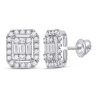 14kt White Gold Baguette Diamond Rectangle Cluster Earrings - Captivating Brilliance - Splendid Jewellery
