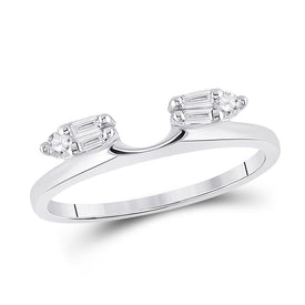 14kt White Gold Baguette Diamond Solitaire Enhancer Ring Wrap - A Radiant Touch of Elegance - Splendid Jewellery