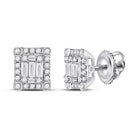 14kt White Gold Baguette Diamond Square Cluster Earrings 3/8 Cttw | Exquisite Brilliance - Splendid Jewellery