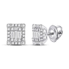 14kt White Gold Baguette Diamond Square Cluster Earrings 3/8 Cttw | Exquisite Brilliance - Splendid Jewellery