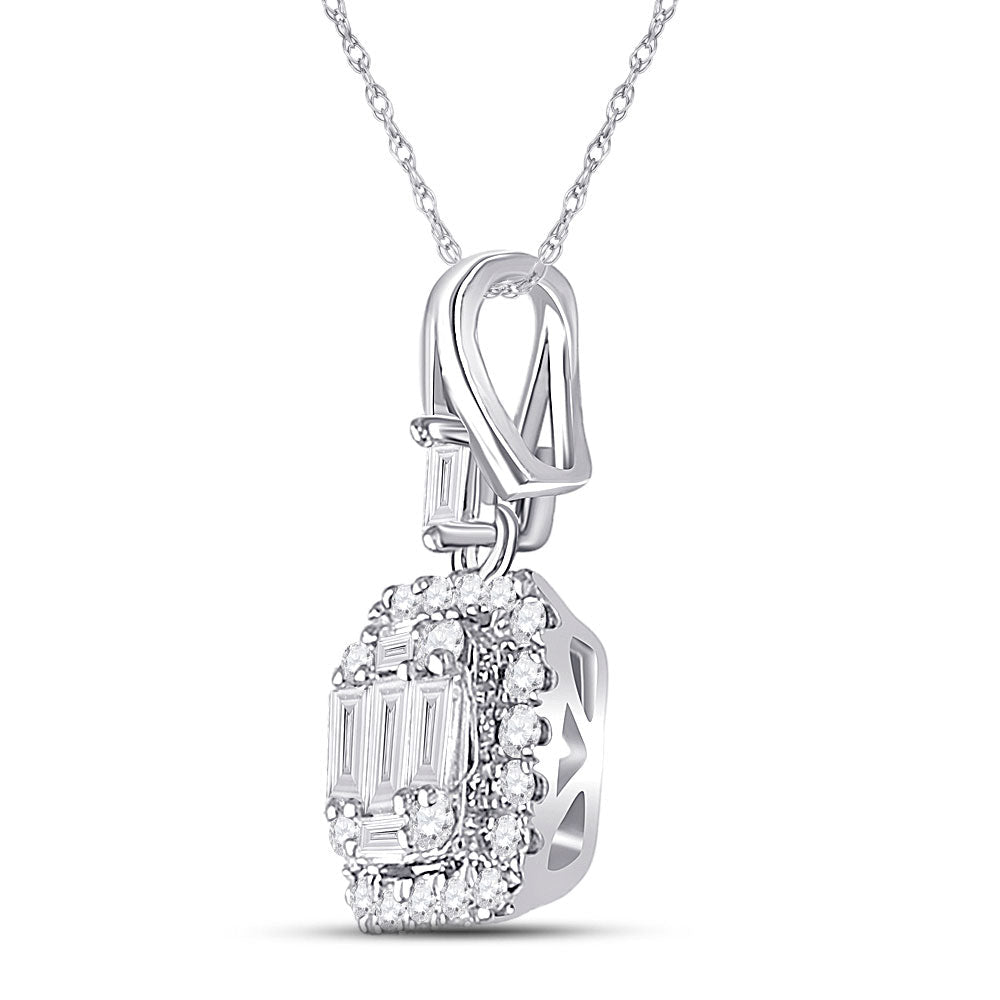 14kt White Gold Baguette Diamond Square Cluster Pendant - A Captivating Expression of Elegance and Brilliance - Splendid Jewellery