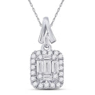 14kt White Gold Baguette Diamond Square Cluster Pendant - A Captivating Expression of Elegance and Brilliance - Splendid Jewellery
