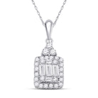 14kt White Gold Baguette Diamond Square Cluster Pendant - A Radiant Masterpiece of Elegance and Brilliance - Splendid Jewellery