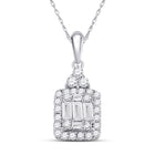 14kt White Gold Baguette Diamond Square Cluster Pendant - A Radiant Masterpiece of Elegance and Brilliance - Splendid Jewellery