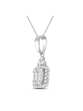 Load image into Gallery viewer, 14kt White Gold Baguette Diamond Square Cluster Pendant - A Radiant Masterpiece of Elegance and Brilliance - Splendid Jewellery