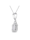 14kt White Gold Baguette Diamond Square Cluster Pendant - A Radiant Masterpiece of Elegance and Brilliance - Splendid Jewellery