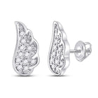 14kt White Gold Celestial Diamond Angel Wing Stud Earrings 1/20 Cttw - Splendid Jewellery