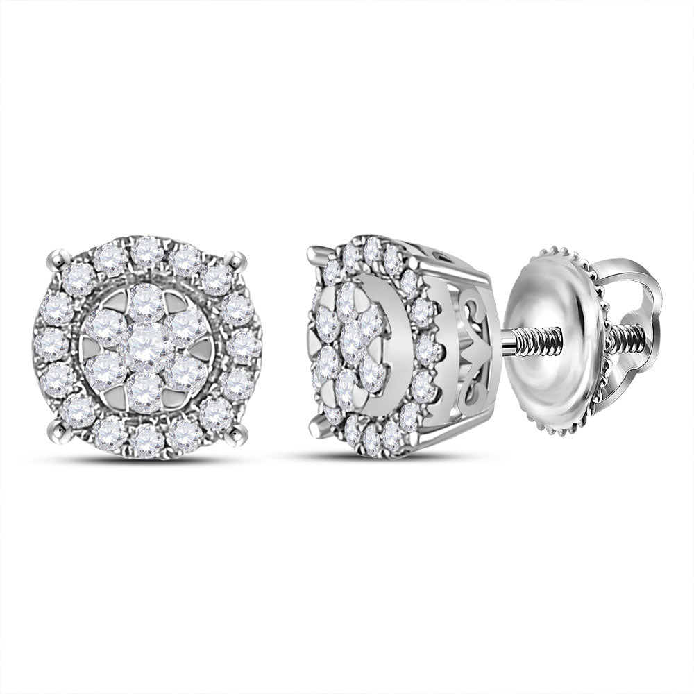 14kt White Gold Circle of Brilliance Diamond Earrings - Splendid Jewellery