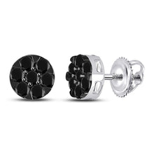 Load image into Gallery viewer, 14kt White Gold Cluster Earrings with Enhanced Black Diamonds: Timeless Elegance and Sparkling Sophistication - Splendid Jewellery