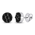 14kt White Gold Cluster Earrings with Enhanced Black Diamonds: Timeless Elegance and Sparkling Sophistication - Splendid Jewellery