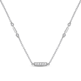 14kt White Gold Dazzling Diamond Bar Necklace - A Captivating Beauty - Splendid Jewellery